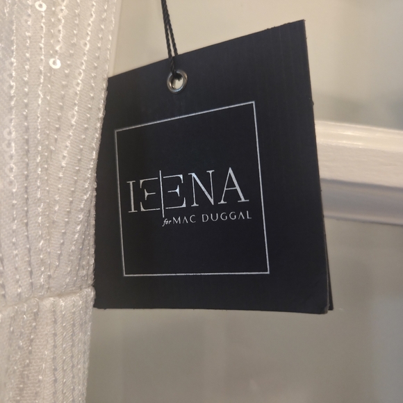 Mac Duggal Sparkling White One Shoulder Triumpet Long Sleeve Dress- HOMECOMING!! - Picture 2 of 12